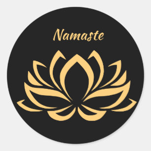 Elegant Gold Lotus Flower Namaste Zen Yoga Ronde Sticker