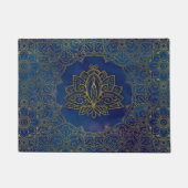 Elegant Gold Lotus flower op blauw Deurmat (Voorkant)