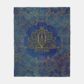 Elegant Gold Lotus flower op blauw Fleece Deken (Voorkant)