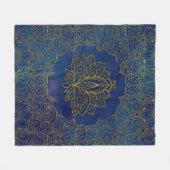 Elegant Gold Lotus flower op blauw Fleece Deken (Voorkant (Horizontaal))