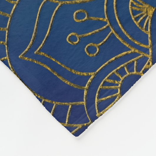 Elegant Gold Lotus flower op blauw Fleece Deken (Hoek)