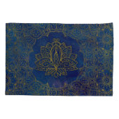 Elegant Gold Lotus flower op blauw Kussensloop (Achterkant)