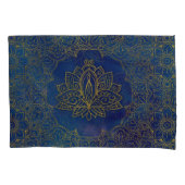 Elegant Gold Lotus flower op blauw Kussensloop (Voorkant)