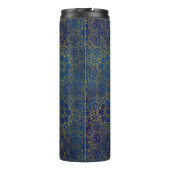 Elegant Gold Lotus flower op blauw Thermosbeker (Achterkant)