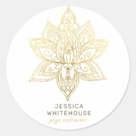 Elegant Gold Lotus Flower Ronde Sticker