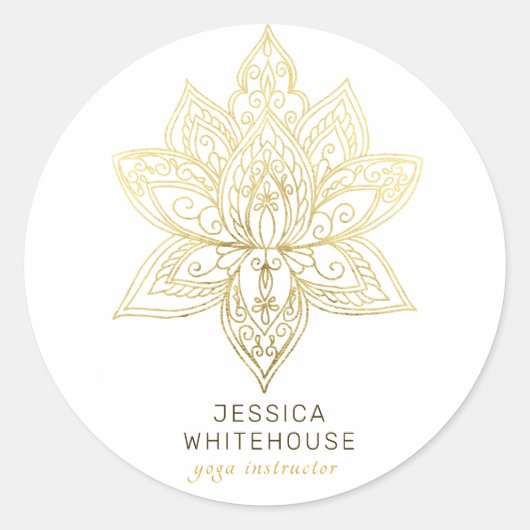 Elegant Gold Lotus Flower Ronde Sticker (Voorkant)