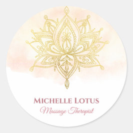 Elegant Gold Lotus Flower Roos White Ronde Sticker