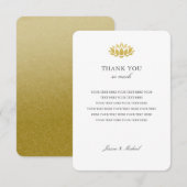 Elegant Gold Lotus Flower Weddenschap Hartelijk da Bedankkaart (Voorkant / Achterkant)