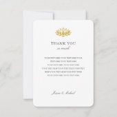 Elegant Gold Lotus Flower Weddenschap Hartelijk da Bedankkaart (Voorkant)