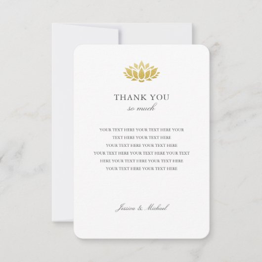 Elegant Gold Lotus Flower Weddenschap Hartelijk da Bedankkaart (Voorkant)