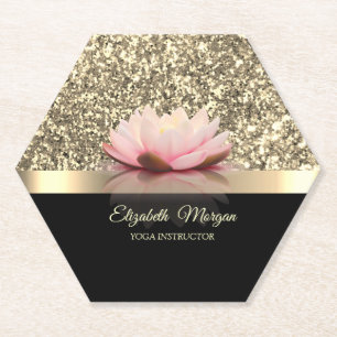 Elegant Gold, Lotus Flower Yoga Instructor Kartonnen Onderzetters