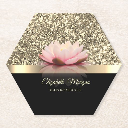 Elegant Gold, Lotus Flower Yoga Instructor Kartonnen Onderzetters (Voorkant)