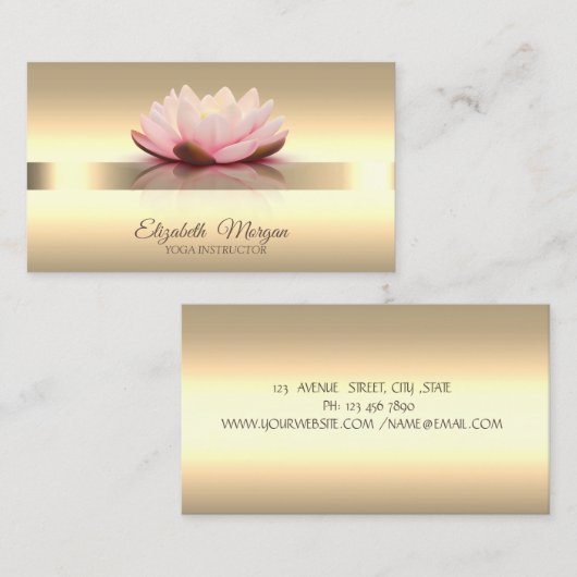 Elegant Gold Lotus Flower Yoga Instructor Visitekaartje (Voorkant / Achterkant)