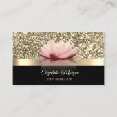 Elegant Gold, Lotus Flower Yoga Instructor Visitekaartje (Voorkant)