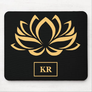 Elegant Gold Lotus Flower Zen Yoga Monogram Muismat