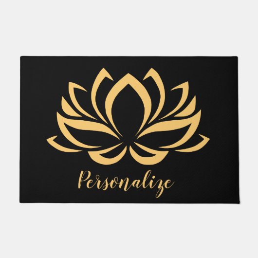 Elegant Gold Lotus Flower Zen Yoga Monogrammed Deurmat (Voorkant)
