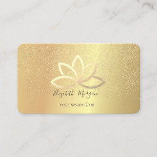 Elegant Gold Lotus Gold Confetti Yoga Instructor Visitekaartje
