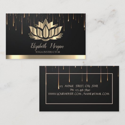 Elegant Gold Lotus Gold Stripe droogt Yoga op Visitekaartje (Voorkant / Achterkant)