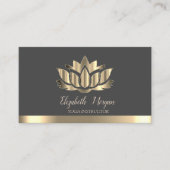 Elegant Gold Lotus Gold Stripe Yoga Instructor Visitekaartje (Voorkant)