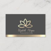 Elegant Gold Lotus Gold Stripe Yoga Instructor Visitekaartje (Voorkant)