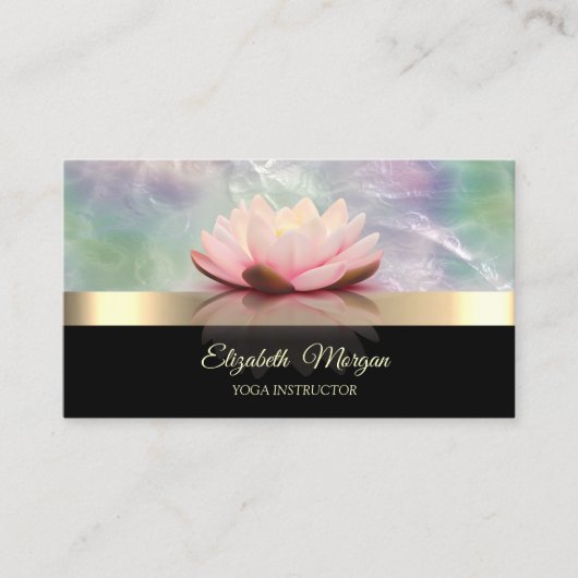 Elegant Gold, Lotus Holographic Opal Visitekaartje (Voorkant)