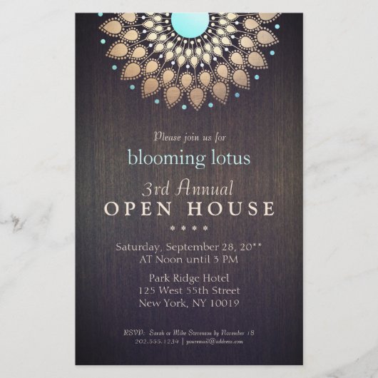 Elegant Gold  Lotus Mandala Houevent Flyer (Voorkant)