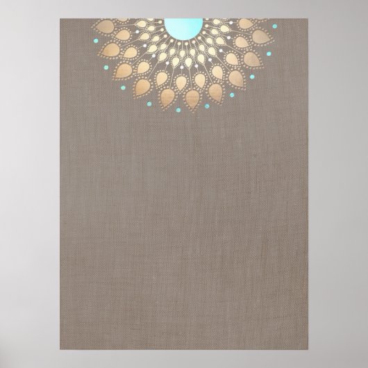 Elegant Gold  Lotus Mandala Poster (Voorkant)