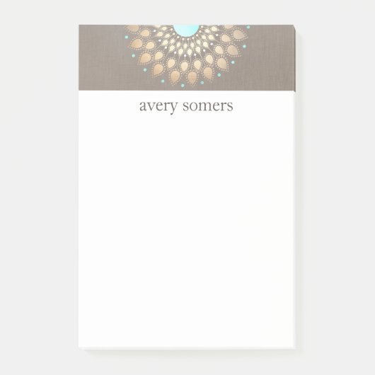 Elegant Gold  Lotus Mandala Taupe Linen Kijk uit Post-it® Notes (Voorkant)