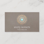 Elegant Gold  Lotus Mandala Taupe Linen Kijk uit Visitekaartje (Voorkant)