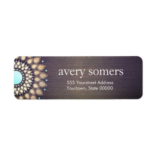 Elegant Gold Lotus Mandala Wood Kijk uit Etiket (Voorkant)