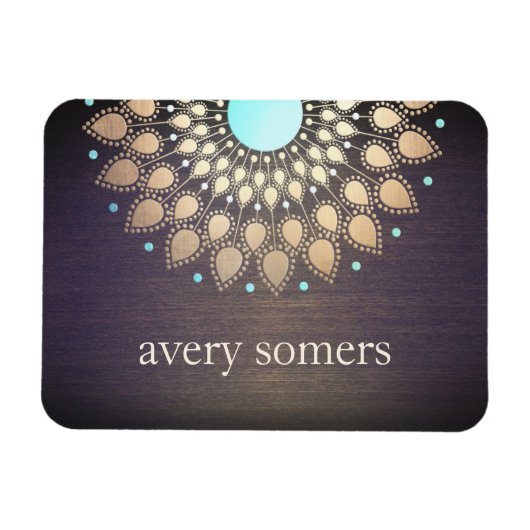 Elegant Gold  Lotus Mandala Wood Magneet (Horizontaal)