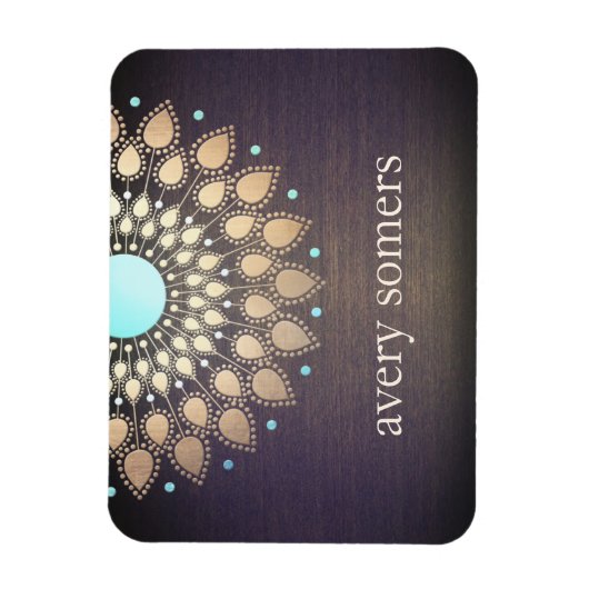 Elegant Gold  Lotus Mandala Wood Magneet (Verticaal)