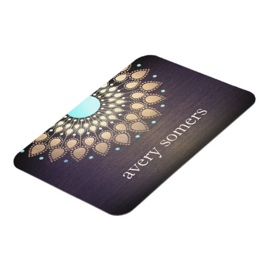 Elegant Gold  Lotus Mandala Wood Magneet (Linkerzijde)