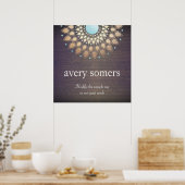 Elegant Gold  Lotus Mandala Wood Poster (Keuken)
