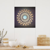 Elegant Gold Lotus Mandala Wood Poster (Keuken)