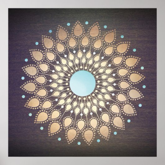 Elegant Gold Lotus Mandala Wood Poster (Voorkant)