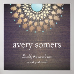 Elegant Gold  Lotus Mandala Wood Poster