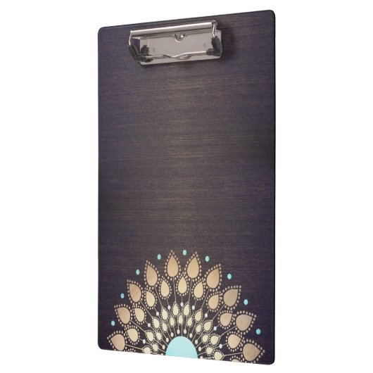 Elegant Gold Lotus Mandala Wood Yoga Instructor Klembord (Links)