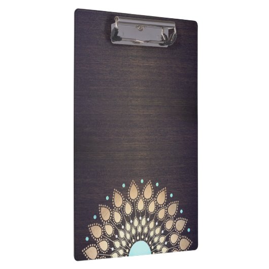 Elegant Gold Lotus Mandala Wood Yoga Instructor Klembord (Rechts)