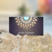 Elegant Gold Lotus Mandala Wood Yoga Instructor Visitekaartje
