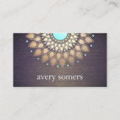 Elegant Gold Lotus Mandala Wood Yoga Instructor Visitekaartje (Voorkant)