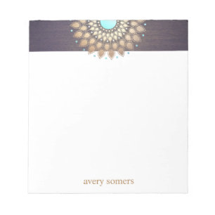 Elegant Gold Lotus Mandala Yoga Teacher Notepad Notitieblok