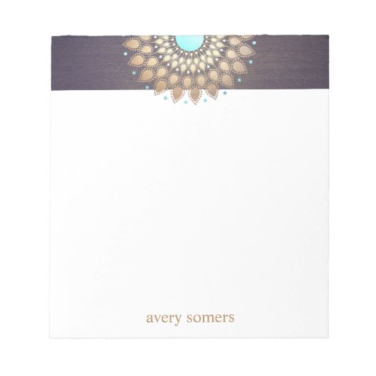 Elegant Gold Lotus Mandala Yoga Teacher Notepad Notitieblok (Voorkant)