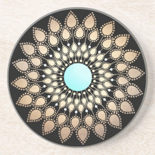 Elegant Gold  Lotus Mandala Zandsteen Onderzetter