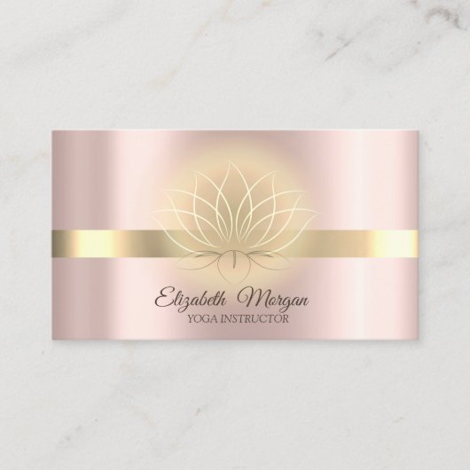 Elegant Gold Lotus Roos Gold Yoga Instructor Visitekaartje (Voorkant)