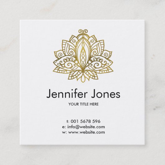 Elegant Gold Lotus Vierkante Visitekaartje (Voorkant)