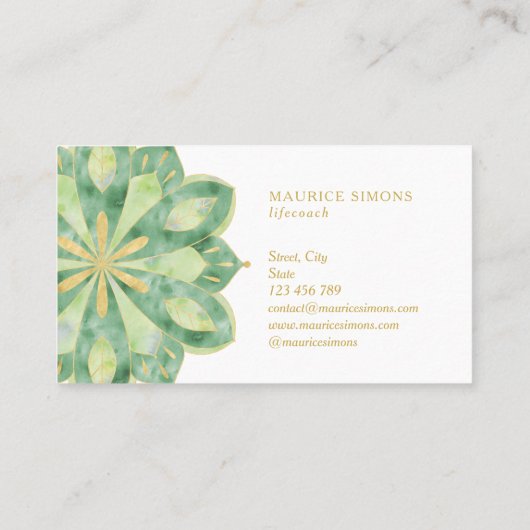 Elegant gold lotus yoga instructeur mandala busine visitekaartje (Achterkant)