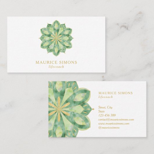 Elegant gold lotus yoga instructeur mandala busine visitekaartje (Voorkant / Achterkant)