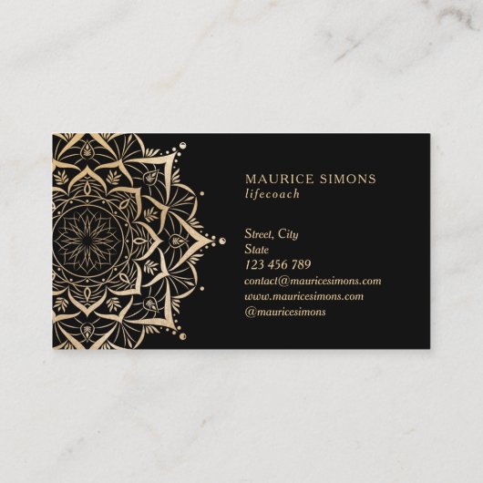 Elegant gold lotus yoga instructeur mandala visitekaartje (Achterkant)