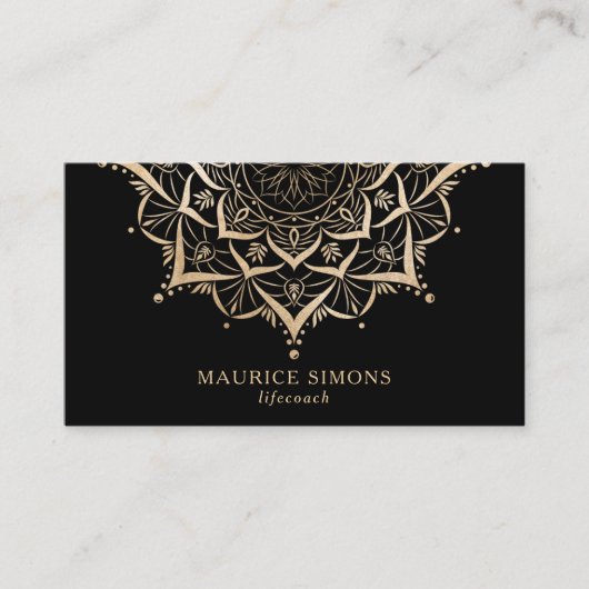 Elegant gold lotus yoga instructeur mandala visitekaartje (Voorkant)
